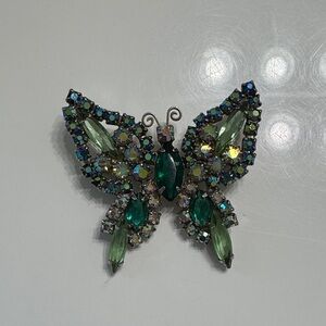 Elegant Jewel-Studded Butterfly Brooch from Kare Bear Vintage